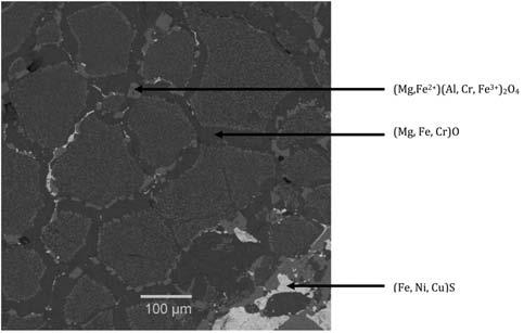 Figure 6 Reflected light micrographs of matte penetration into the magnesia-chrome refractory as a function of temperature.