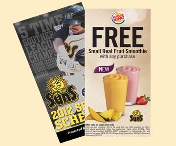 Souvenir Yearbook In 2013, the Suns will print over 50,000 souvenir programs in two editions. Yearbook ads can include a coupon in the ad itself or serve as a Lucky Stamp promotion.