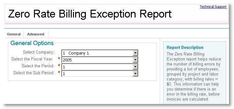 Billing Report Prompt Screen: General Tab Prompt Screen: Advanced Tab Select a Company Select the