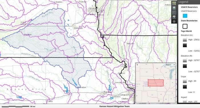 Big Blue and Kansas Rivers Confluence Big Blue Watershed Largest tributary in Kansas River Basin Tuttle