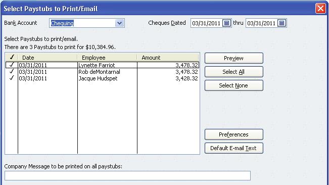➊ Click Print Pay Cheques or Print /Email Paystubs from the Confirmation and Next Steps window.