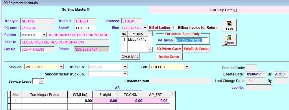 Invoice and Credit Memo Issuance v 2017-09-09 Review Ship Via, Trucking Company, and FOB information is matching to BOL Input Tracking # or Prono from carrier Input the Weight Information If there is