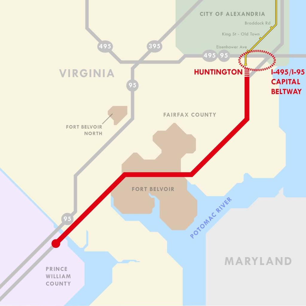 Study Area 16- mile section of Route 1 Extends from I-95/I-495 Beltway area, through Fairfax County, to Route 123 at