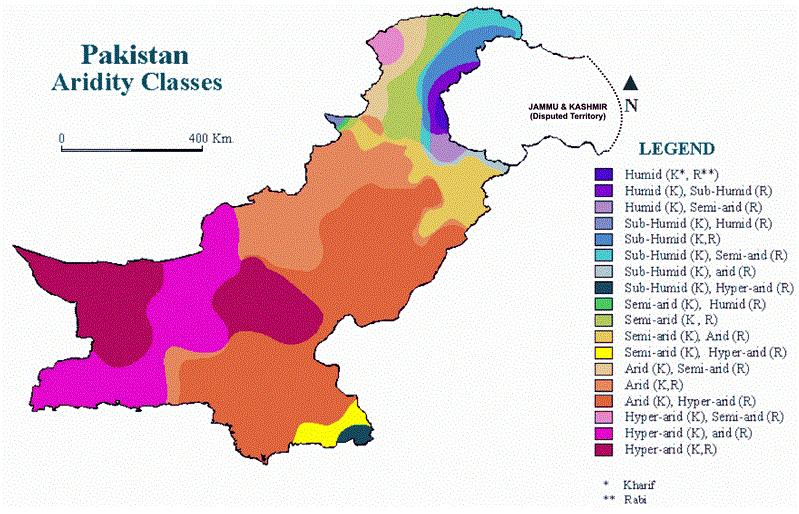 Climatic Classification of Pakistan u Arid, semi arid, sub humid and humid u 2/3 of the area of