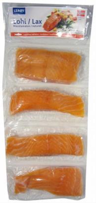 New product examples, 2017 Natural salmon filet Lerøy Lohifilee Nahaton, Ruodoton (Natural Salmon Fillet) is natural, boneless and without skin.