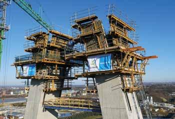 MK SYSTEM in climbing ATR Formwork support structure for the construction of walls and other vertical structures without crane assistance.