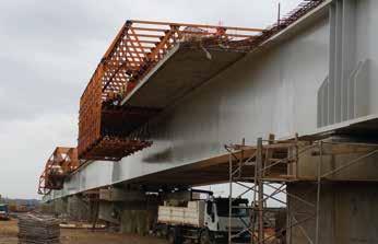 MK SYSTEM in bridges and slabs CVI Form carriage for the cantilevered construction of bridge deck segments.