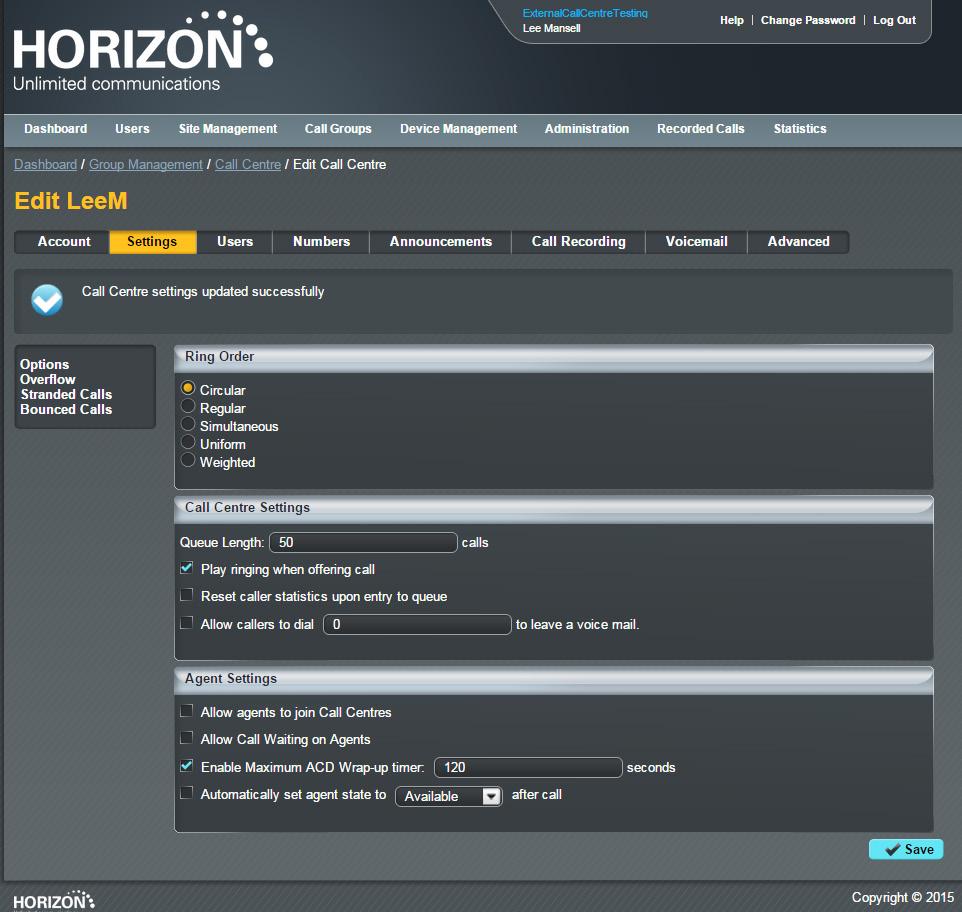 How does it work? Agents and supervisors Horizon Call Centre is simple to set-up and configure through our easy-to-use Horizon admin interface and includes lots of clever features.