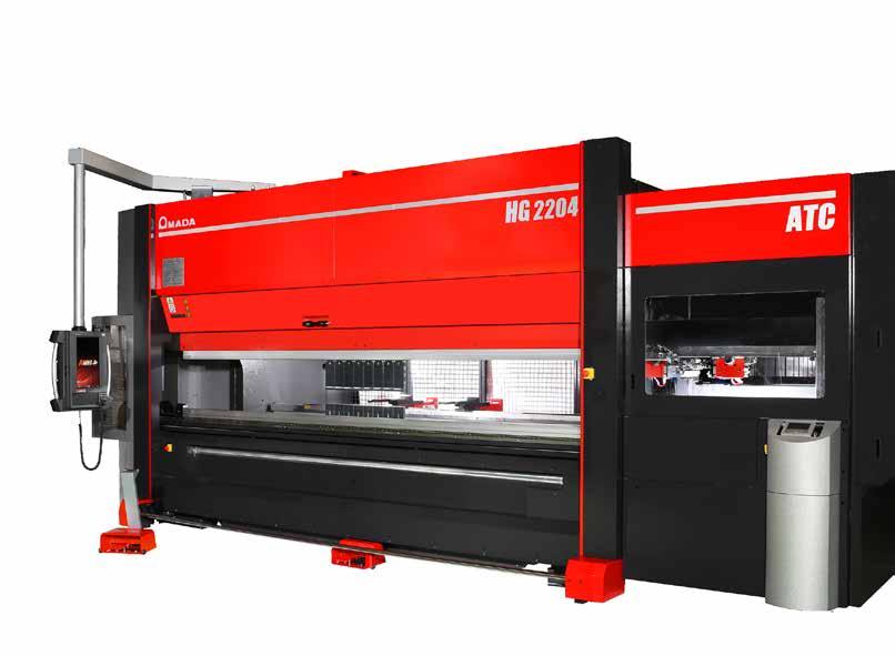 HYBRID BENDING MACHINE WITH AUTOMATIC TOOL CHANGER VASTLY REDUCED DAILY SET-UP TIMES RAPID TURNAROUND BETWEEN JOBS AMADA engineered the HG-ATC as an ideal solution for variable lot sizes and complex
