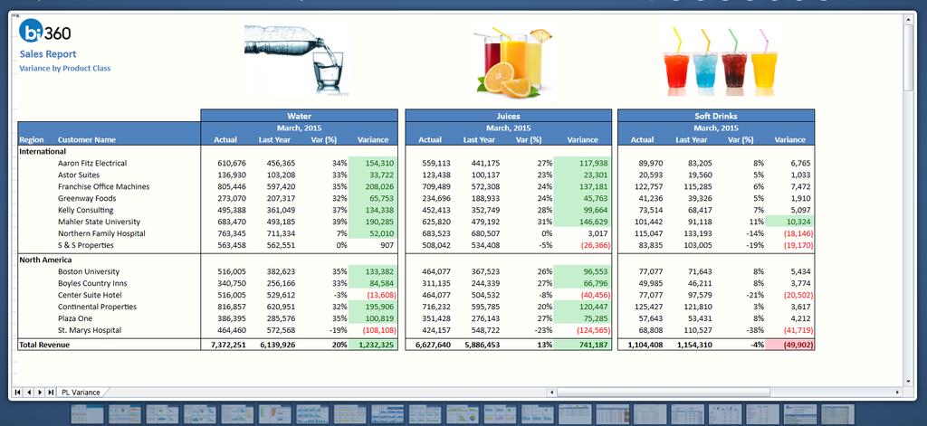 DST14 Sales by Customer Report This is a BI360 report example, and it shows sales by customer and Item class.