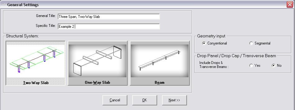 3.1 GENERATE THE STRUCTURAL MODEL ADAPT-PT 2012 Getting Started Guide In the ADAPT-PT screen, click the Options menu and set the Default Code as ACI318-2011/IBC 2012 and Default Units as American. 3.