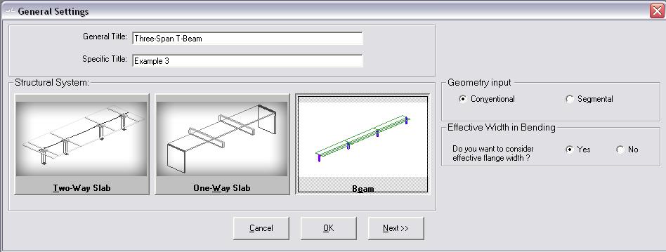 4.2 GENERATE THE STRUCTURAL MODEL In the ADAPT-PT 2012 screen, click the Options menu and set the default code as ACI318-2011 and the default units as American. 4.2.1 Edit the project information 4.2.1.1 General Settings (Fig.