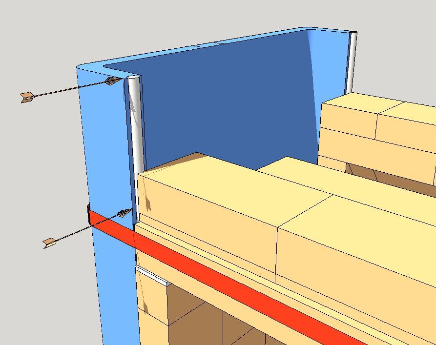 In order to come out at the right height to the top, a height adjustment is required here. If you need more than 1-1/4" of adjustment, use firebrick splits. Otherwise, slice firebricks.