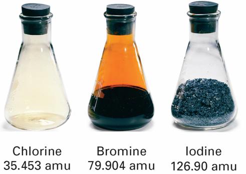Organizing the Elements > Searching For an Organizing Principle Chlorine, bromine, and iodine have very similar chemical properties.