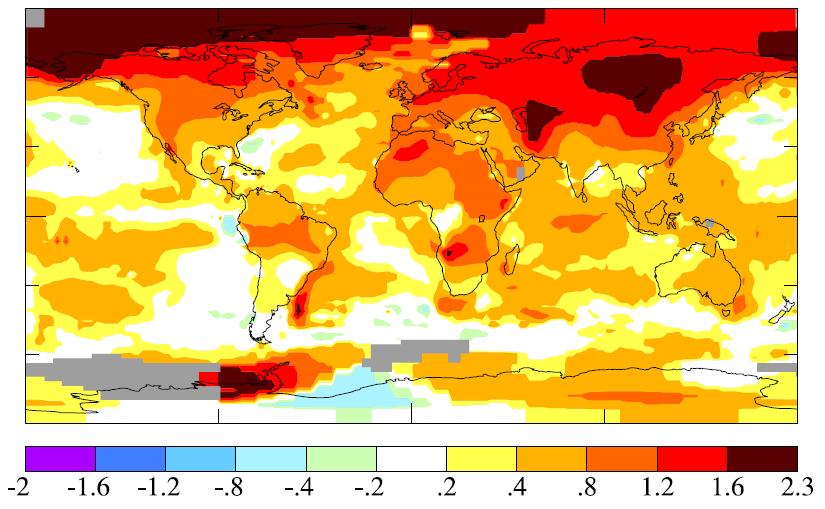2001-2007 Mean Surface Temperature Anomaly (