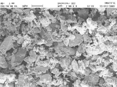 A B C Figure 1: Scanning electron micrographs of titanium powder, milled for 30 minutes (A),