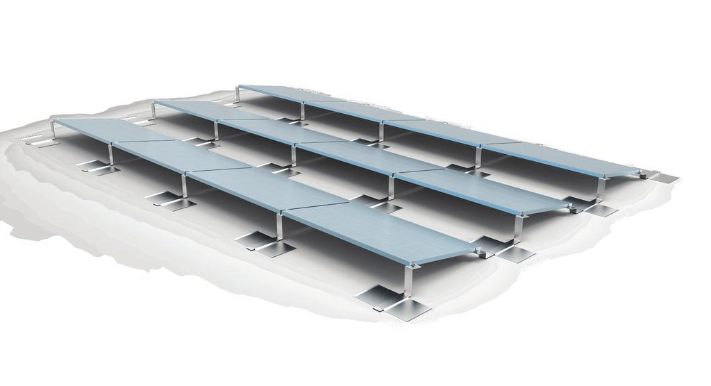 ROOF SYSTEMS RAILLESS BALLASTED MOUNT The railless ballasted roof mounting system is suitable for commercial flat rooftops, a