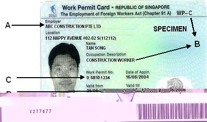 10 Under the Employment Act, the rate of payment for overtime work should not be less than times the worker s hourly basic rate of pay. A. 0.5 B. 1 C. 1.5 D. 2 11 Refer to the sample work permit card.