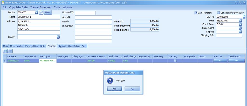 Key in the OR Date, select Payment Method, key in Payment Amount,