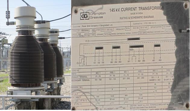Figure 5.7: Current transformer with nameplate of the APSCL substation. 5.7.1.