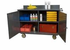 3100-BLP-20-95 36 x 24 x 38 (12) 6 x 11 x 5, (8) 8 x 15 x7 232 lbs. For optional bins and dividers please see page 76 46 W Mobile Cabinet with Lockable Storage Compartment (1200 lbs.