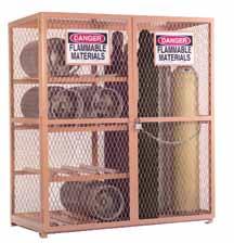 EGCVC9-25 Vertical Cylinder Storage Cabinet (Holds 18 cylinders) 1-1/2 x 1/8 angle iron frame Solid 14-gauge steel top and bottom Expanded metal sides, back and doors, for ventilation and visibility