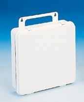 FIRST AID KIT BOXES HIGH IMPACT POLYSTYRENE (HIPS) Plastic Unit KitS 24 Unit HIPS First Aid Kit Box (Empty) Durable High Impact Polystyrene plastic Hinges have brass hinge pins construction Weather