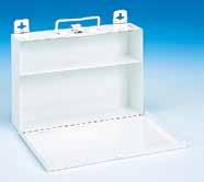 FIRST AID BOXES Commercial A B 60 Kit Commercial First Aid Box (Empty) Constructed using prime cold rolled steel Cover is welded to body using a full piano hinge with a rust resistant hinge pin Cover