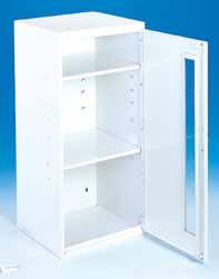 Spill Control/Respirator Cabinet (Empty) Constructed using prime cold rolled steel Door is welded and rivited in place using a full piano hinge with a rust resistant hinge pin (2) fully adjustable