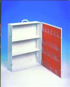 FIRST AID CABINETS Industrial with adjustable shelves 15 AV Cabinet (Empty) Constructed using prime cold rolled steel Door is welded in place using a full piano hinge with a rust resistant hinge pin