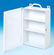 FIRST AID CABINETS industrial fixed shelves A B C 8 (3 Shelf) Industrial First Aid Cabinet (Empty) Constructed using prime cold rolled steel Door is welded in place using a full piano hinge with a