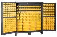 Optional dividers 3 point locking system with 5/16 rods available on page 76. and padlockable handle (padlock not Cabinet shipped fully assembled included) Bins hook into place easily with no 650 lbs.