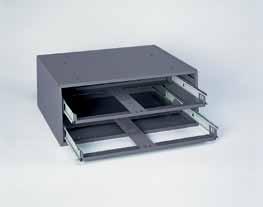 SMALL SLIDE RACKS FOR USE WITH SMALL COMPARTMENT BOXES Easy Glide Slide Rack (Holds 2 Small Compartment Boxes) Sturdy construction using prime cold-rolled steel Accommodates 2 Small Compartment Boxes