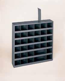 1 & 12 385-95 BINS Adjustable 18 Opening Adjustable Parts Bin Constructed of prime cold rolled steel 23-3 4 wide design allows unit to fit perfectly on the end of back-to-back 12 deep shelving Fixed