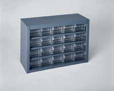 CABINETS With clear Plastic Drawers 20 Plastic Drawer Cabinet All welded steel cabinet Industrial strength clear polypropylene plastic drawers Drawers slide in and out smoothly Drawers have scooped