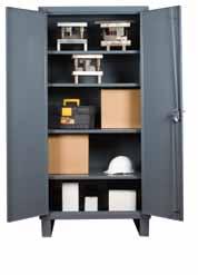 CABINETS WITH adjustable Shelves 36, 48 & 60 W Heavy Duty Lockable Storage Cabinets (Flush Door Style) 3702-4S-95 Heavy duty all welded 14 gauge steel All cabinets are 24 deep Choose from 42, 60 or