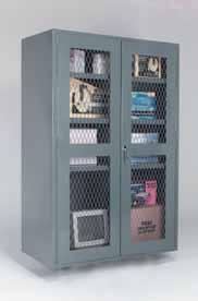 CLEARVIEW CABINETS with adjustable shelves 36 & 48 W Heavy Duty Clearview Cabinets with 2, 3 and 4 Adjustable Shelves Heavy duty all welded 14 gauge steel construction Punched diamond pattern in