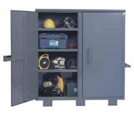 60 W x 24 D x 54 H Job Site Storage Cabinet JOB SITE CABINET STORAGE FOR OUTDOOR APPLICATIONS All welded 16 gauge steel construction Heavy duty secure storage for outside applications 3 full width