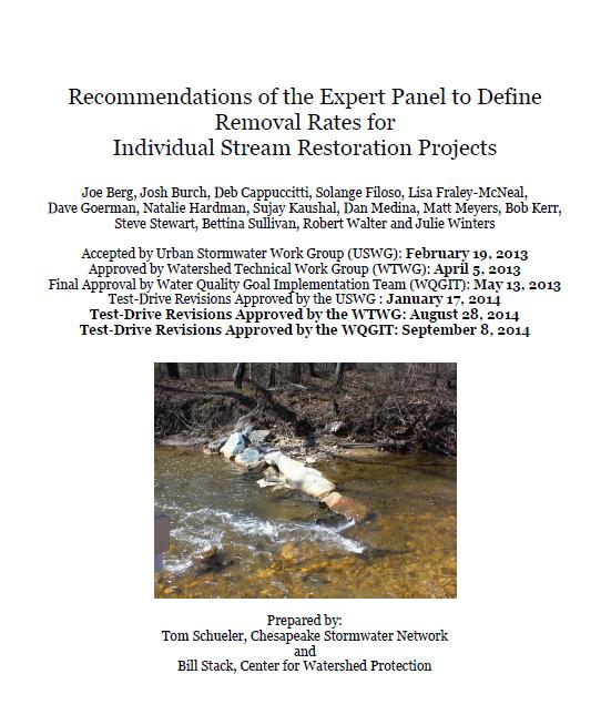 CBPO Stream Restoration Expert Panel Report WEG (Stantec) invited to