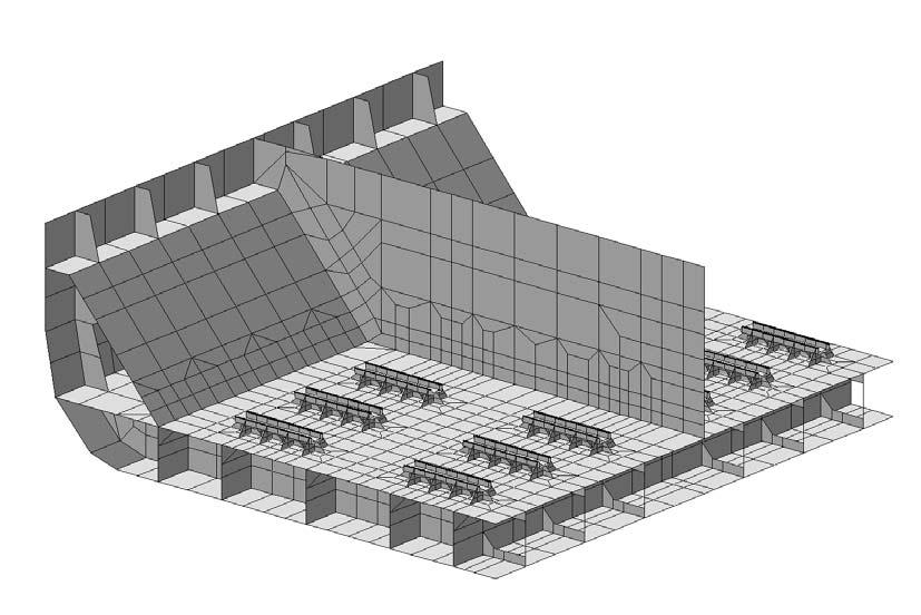 SECTION 2 Fig. 2.2.7 3-D Fine mesh finite element model showing the cargo tank supports Fig.