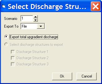 The following dialog box will appear. Double check that the scenario number indicated in the dialog box corresponds to the scenario for which you want to export the discharges, and press Ok.