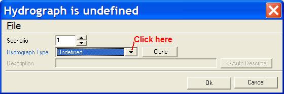 hydrograph type will be undefined, and you will see the following dialog box.