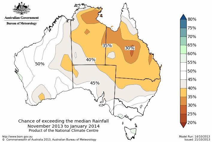 probabilities November to January 214 Issued by the bureau of Meteorology 23rd October 213