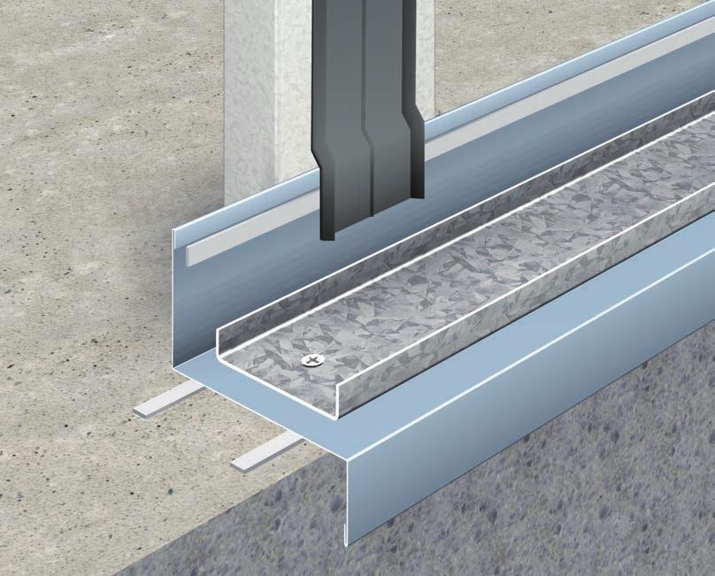 Check actual panel length on-site and mark set-out point for the panels taking into consideration the steelwork and panel length tolerances. Minimum 65mm bearing per panel end. B 2.
