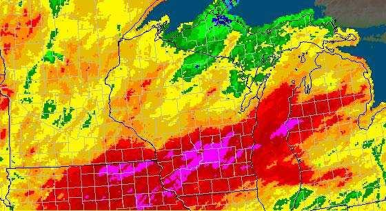 Wisconsin: 14-Day Precipitation Valid at 6/16/2008