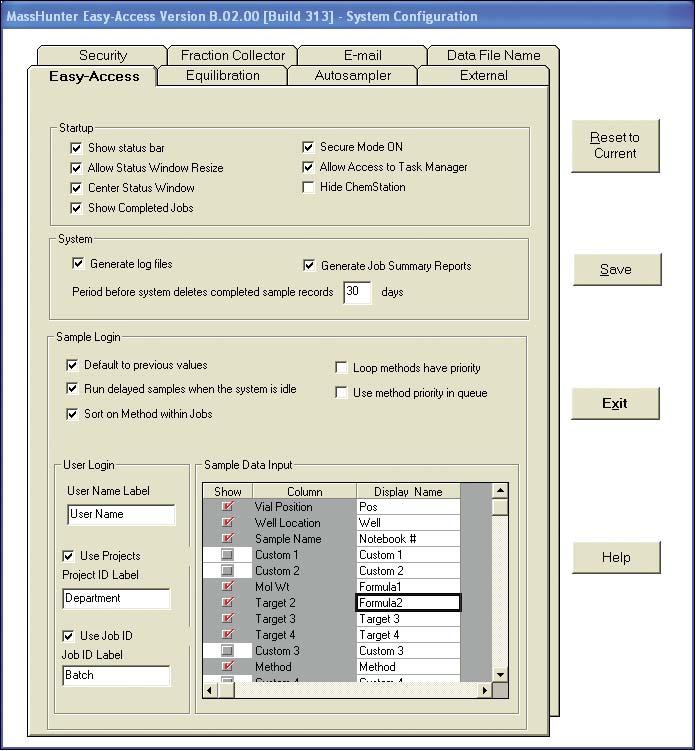 Easy system administration To help the system administrator manage the MassHunter Easy Access system, the software provides these key capabilities: User and group administration, including optional