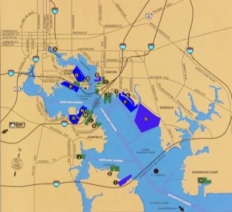 MPA is Part of a Larger Port of Baltimore Community The Port has over 45 miles of waterfront facilities and industries. The 23 private facilities handle nearly all the bulk.