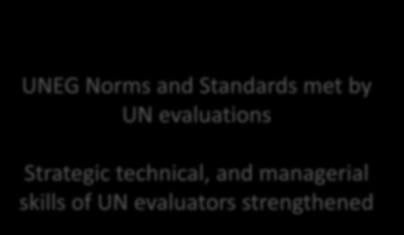 3. UNEG Strategy 2014-2019: Strategic Objectives Strategic Objective 1 - Evaluation functions and products of UN entities meet the UNEG Norms and Standards for evaluation Outcomes