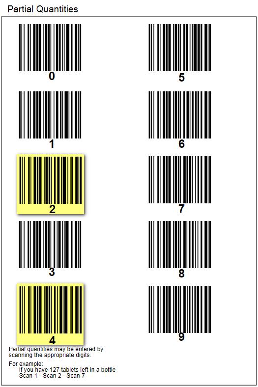 Note: The drop-down will change to Partial Pkg when the first barcode representing the bottle quantity is scanned.