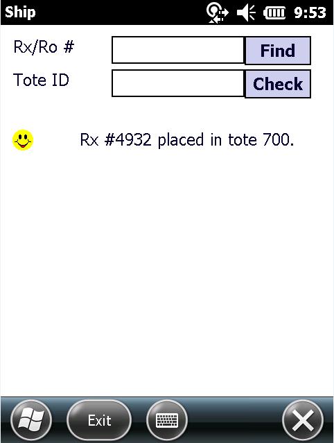 5. If the Tote ID is scanned and the tote is valid for the order, then FrameworkFlow will display a message indicating the order has been placed in a tote.